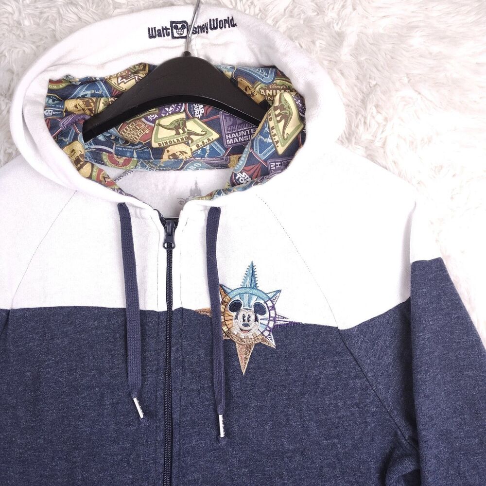 Walt Disney World Four Parks Compass Mickey Mouse Full Zip Hoodie Size L